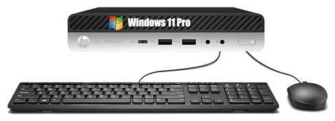 HP EliteDesk 800 G3 Mini Desktop Computer PC, Intel Core i3-6100T, 8GB RAM, 256GB SSD, WiFi, Bluetooth, US Keyboard, Windows 11 Pro (Refurbished)