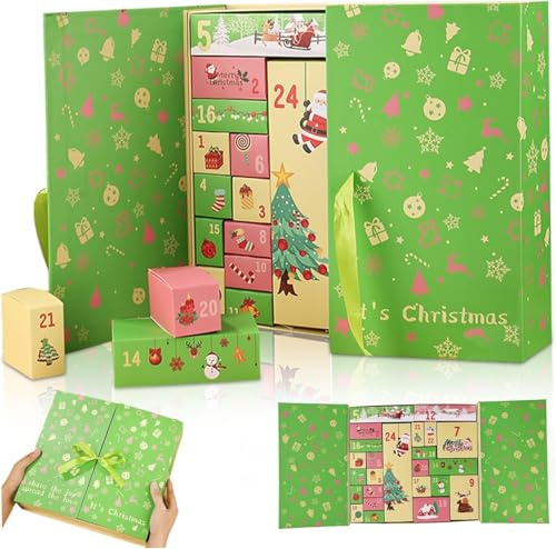 2025 Empty Advent Calendar To Fill, DIY Advent Calendar Empty Boxes, Fillable 24 Days Countdown Calendar With Boxes Make Fill Your Own Advent Calendar (Green)