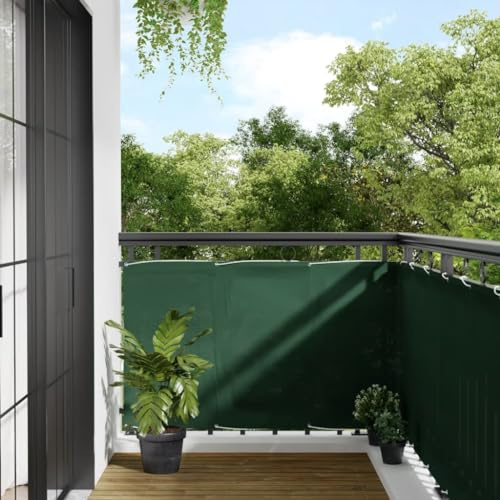 Mokuyary Protección visual para balcón, verde oscuro, 90 x 800 cm, 100 % poliéster Oxford, revestimiento de balcón, cubierta opaca contra el viento para jardín, terraza, exterior