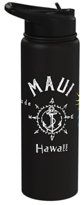 Maui Hawaii Compass Rose Sailing Boat Stainless Steel Insulated Water Bottle
