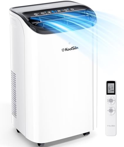Climatiseur portable de 14 000 BTU avec WiFi et télécommande, refroidit jusqu'à 65 m², évaporation automatique, unité de climatisation portable à faible bruit pour grande pièce, bureau, garage, blanc