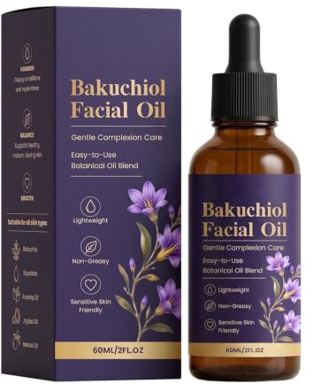 Baküchiol ansiktsolja, alternativ Retinol ansiktsolja, mild hudvård | 60 ml lättare, snabbabsorberande, icke-klibbande, fuktgivande toner, för make-up förberedelse, skönhet