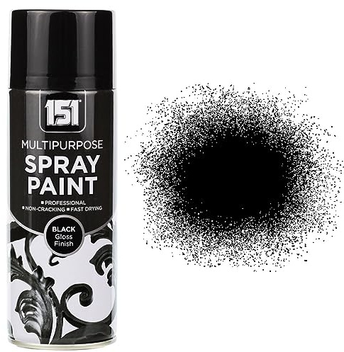 151 Black Gloss Multi-Purpose Aerosol Spray Paint 400ml (6 Pack)