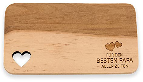 Spruchreif | Frühstücksbrettchen mit Gravur „Bester Papa aller Zeiten“ – Holzbrettchen mit Herzausschnitt | Perfekte Geschenkidee für Papa & Vatertag