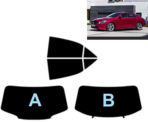 Passgenaue Tönungsfolie für-Mercedes CLA Class C117 4-Türen Limousine 2013-2018 Heck/Seitenscheiben (05% Tiefschwarz, A)