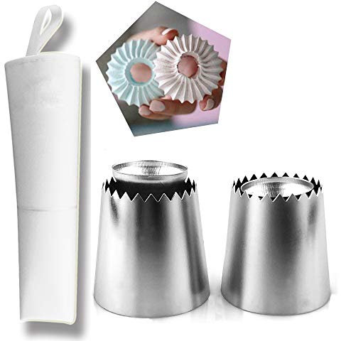 MKNZONE 3 pezzi Decorazione Torta, with Ugello in Acciaio Inox, Borse, Accoppiatori - Bocchette Decorative Accessori per Torte, Cupcakes, Pasta di Zucchero, Biscotti e Pasticceria#2