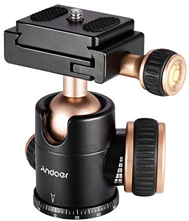 Andoer Tripod Ball Head 360 Degrees Free Rotation Panoramic Ballhead with Quick Release 1/4 Screw and 3/8 Screw for Smartphone,Tripod,Monopod,Slider,DSLR Camera Max Load 5 kilograms
