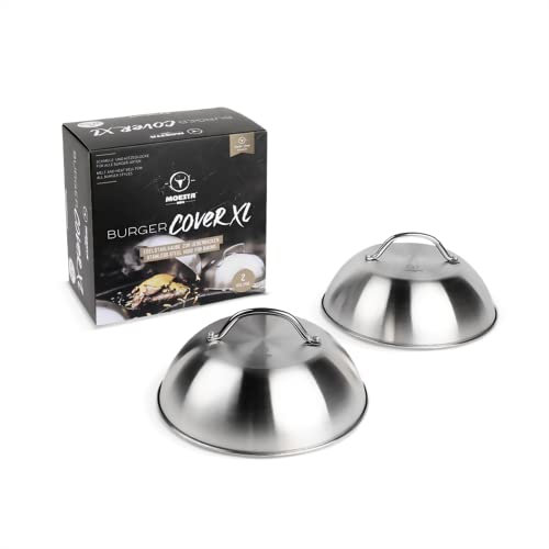 MOESTA-BBQ 19318 XL BurgerCover Set de 2 – Campana de fusión para hamburguesas con queso – Cubierta para barbacoa y teppanyaki
