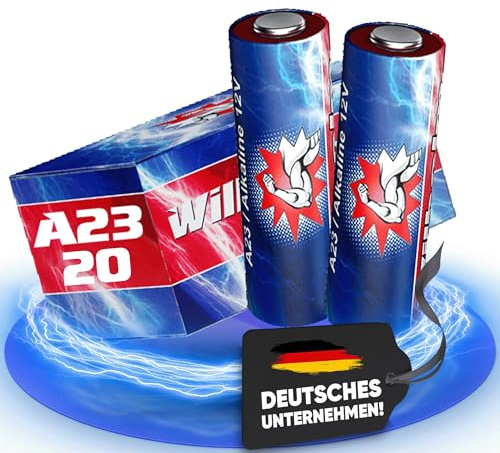 Wilhelm A23 Batterien 12V 55 mAh Alkaline (MN21, V23GA, 23A) – 20 Stück