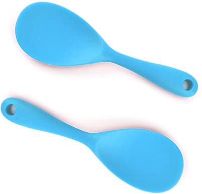 Servierlöffel 2 Stück, Antihaft Reiskocher Reislöffel, Silikon Kochlöffel Für Kartoffelpüree, Reis, Reiskocher (blau)