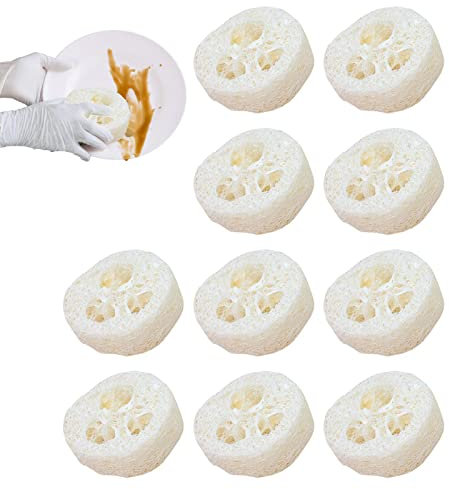 Dischi di luffa naturale per luffa | 10 pezzi di tagli di luffa naturali riutilizzabili per scrubber più puliti, tagli biologici per saponi, fatti a mano