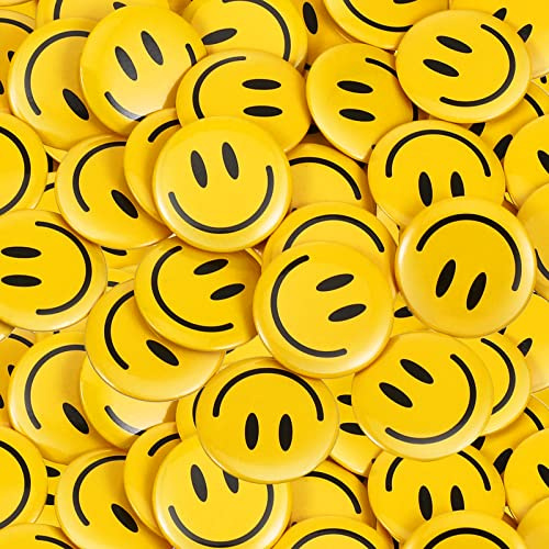 200 Stück Happy Smile Face Button Pin Retro Pinback Buttons Badge Classic Smile Face Pin für Rucksäcke Zubehör Damen Neuheit Knöpfe und Anstecknadeln, 3,2 cm Durchmesser