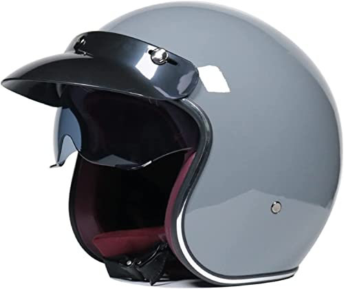 Casco Jet de Moto Retro con Visera, 3/4 para Mujeres Adultas Y Hombres, Cascos De Motocicleta Vespa Vintage De Media Cara para Scooter, Casco ECE Homologado