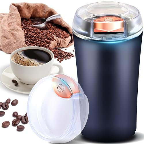 Retoo Molinillo de café eléctrico con cuchilla de acero inoxidable, mecanismo de cerámica, grosor ajustable, cuchillo de impacto de acero inoxidable, café de filtro, prensa francesa, café