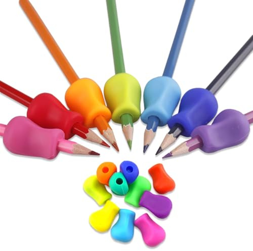 Stiftehalter Kinder, 10 Stück Ergonomische Schreibhilfe aus Silikon – Stifthaltung Kinder Hilfsmittel mit Belüftungsdesign für Rechts- und Linkshänder ab 3 Jahren
