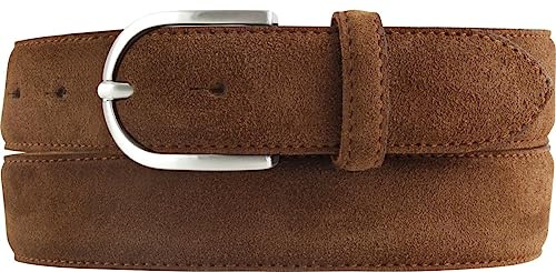 BELTINGER Damen-Gürtel aus Veloursleder 3,5 cm | Velour-Ledergürtel für Damen 35mm | Wildleder-Gürtel mit runder Gürtelschließe