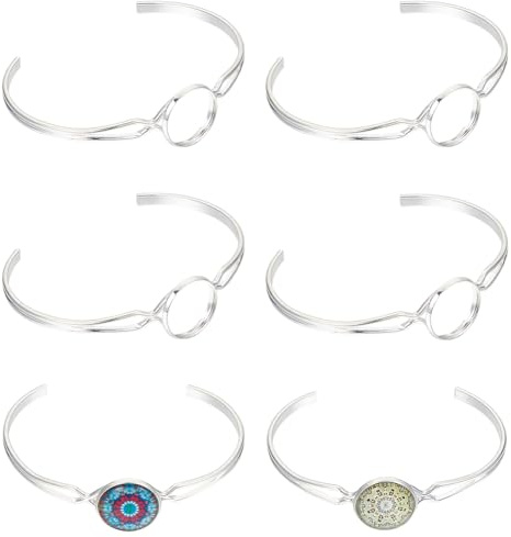 SUNNYCLUE Verstellbare Armbänder Motiv Cabochon Rahmentablett, 10 Stück | Fassungen, Armreifen mit Fassungsschiene, Cabochon-Fassungen, für die Schmuckherstellung für Frauen