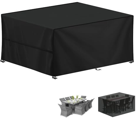 LAMUNI Housse Salon de Jardin 250x180x100cm Housse Table Jardin Imperméable | Housses de Protection pour Meubles de Jardin, 420D Tissu Oxford Bache Salon de Jardin Exterieur, Anti-UV, Rectangulaire