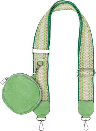 styleBREAKER Taschen Schulterriemen verstellbar Pünktchen Muster mit kleiner Börse, Wechsel Taschengurt, Handyband, Handykette 02013037, Farbe:Grün