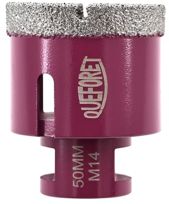 QUEFORET Broca de Diamante 50mm x M14 - Corona para Porcelánico Azulejos Cerámica Mármol Granito para Amoladora Angular