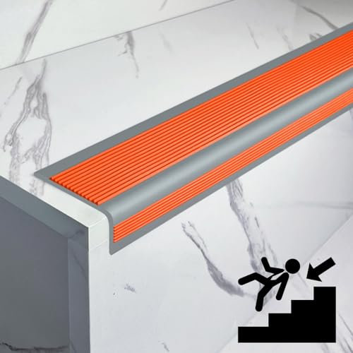 AYHARYLH PVC Treppenkantenprofil L-Form Winkelprofil Selbstklebend Treppenkantenschutz Vinyl-Anti-Rutsch-Treppenkante Für Den Außen- Und Innenbereich (Color : Orange, Size : 10cm*4cm*10m)