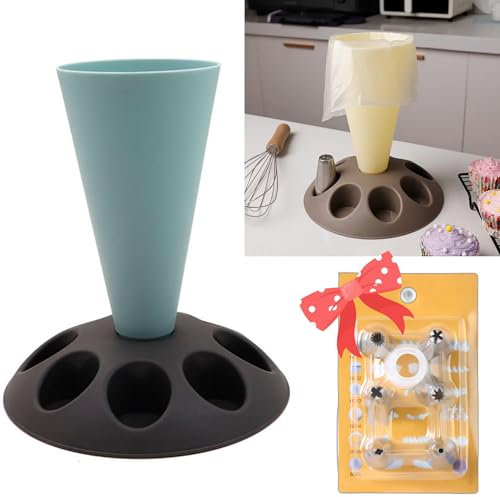 CRUIFU Soporte para bolsas pasteleras para rellenar, soporte para bolsas de pastelería, soporte para bolsas de decoración con 8 ranuras, soporte de plástico para bolsas de pastelería para kit de