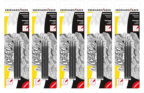 EBERHARD FABER - Ersatzminen für radierbare Gelschreiber | 15 schwarze Nachfüllminen für Erase it! Stifte