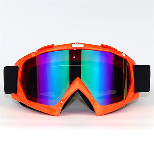 AYXAMO Motorradbrille，Motorradbrille Herren Mode Motorrad Motocross Off-Road Gläser Racing Dirt Bike Anti-UV-Helm-Goggle(Orange Frame)