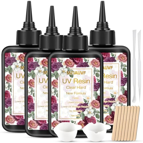 MZJAUVF Resina UV 400g, Resina UV Transparente, Mejorada Resina UV, Resina Epoxi Curado UV Ultravioleta Epóxido para Joyas/Artesanías, UV Resina para Decoración Artesanal, Accesorios de Arte de Uñas