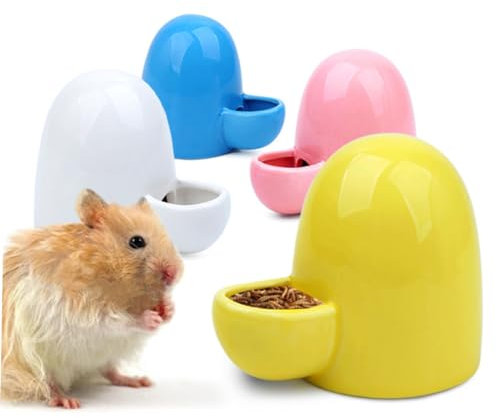 BESPORTBLE 200ml Ceramic Pet Water Dispenser Automatic Feeder for Hamsters and Rabbits Blue Self-dispensing Drinking Bowl for Small Animals