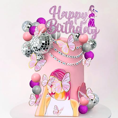 LaVenty Pink Singer Birthday Cake Decoration Party Decorations | Birthday Girls Theme Photo Backdrop Music Fans Lover Party Supplies