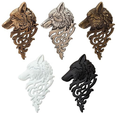 Wolf Brosche 5 StüCk Anstecknadeln Aus Legierung Kreatives Wolfkopf Design FüR MäNner Vintage Look Ideal FüR Partys Geburtstag Und KostüMzubehöR