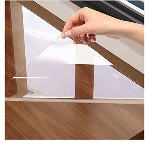 Tovaglia plastica trasparente, Pellicola protettiva trasparente staccabile e adesiva per tavolo in legno, metallo e marmo, tovaglia in plastica spessa 0,3 mm per tavolo da pranzo/tavolino/toletta