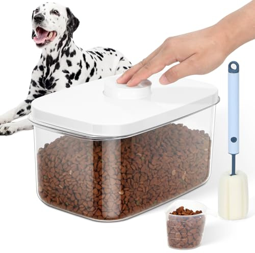 LEAWALK 6 Lbs Airtight Dog Cat Pet Food Storage Container PopTop White