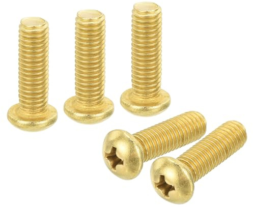 QUARKZMAN 12 Stück Messingschrauben Kreuzschlitz, M5x16mm Phillips Messing Maschinenschrauben, Pan Head Befestigungsbolzen für Möbel, Büroausstattung, Elektronik, Messingfarbe