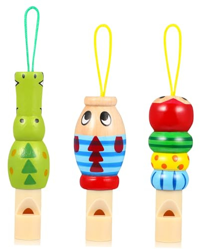 NUOBESTY Whistle Toys, 3pcs Animal Wood Whistles for Kids Wooden Children Music Instrument Educational Plaything for Party Favors, Interactive Toys (Random Style)
