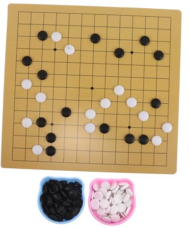 FUNNETOYU Go Spielset mit Niedlichem Bärenmotiv Tragbares und Doppelseitiges Weiqi Brett aus Holz Leichtes Lernspiel für Anfänger Fördert Konzentration und Strategisches Denken für Zuhause