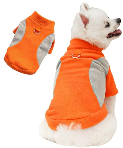 BT Bear Warmer Hundepullover, Fleece, Winter-Sweatshirt, Hundejacke mit D-Ring für Katzen, Welpen, kleine Hunde, mittelgroße Hunde, Orange, Größe XXL