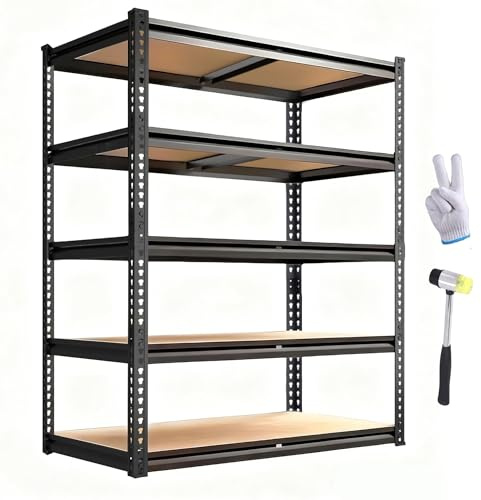 ZEUKMXOO Garage Storage Shelves 72'',2400 LBS Garage Shelving Units, Storage Shelves Heavy Duty, Basement Shelving, Metal Shelving Units Free Standing