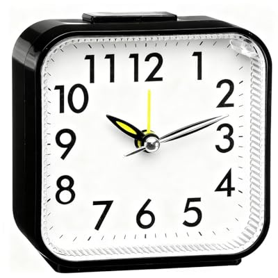 Accessonico Alarm Clock,Silent Alarm Clocks Bedside Non Ticking Sound Bedside Table Clock Night Light Battery Powered for Function Heavy Sleepers Children Desk Bedrooms Office Outdoors Travel (Black)