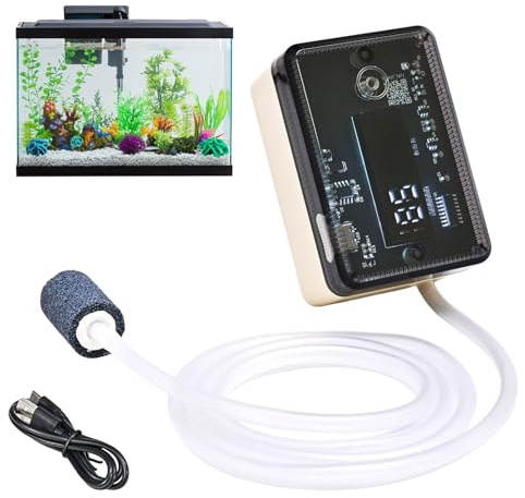 Aireador de acuario – Bomba compacta 8 X 5.5 X 4 Cm, Material de acero inoxidable PE, Diseño recargable con cuerpo transparente | Bomba de aire portátil de acuario para viajes al aire libre y