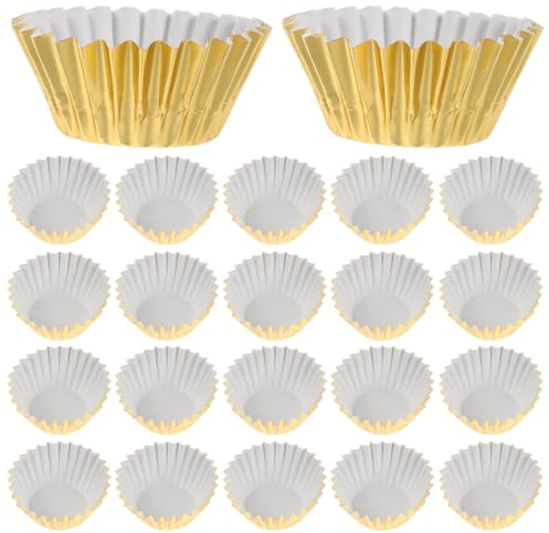 TOVINANNA 500 Moldes de Papel de para Mini Resistentes al Tamaño Color Dorado para Hornear Muffins y Repostería Casa o Paquete de 500 Unidades