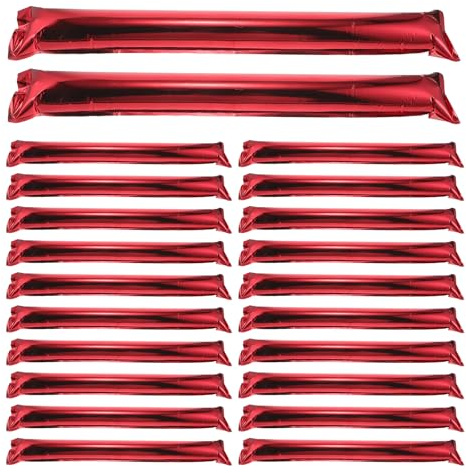 Toyvian 32 Pcs Inflatable Red Cheering Sticks, 23.6 Inch Noisemakers for Sports Events, Fan Thunder Sticks for Football Games and Stadium Celebration Supplies