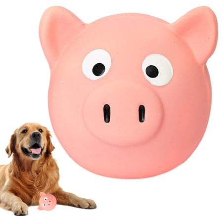 Pet Latex Toys - Grunting Pig Dog Toy Squeaker for Puppy Chew Play | Small Pacifier Pig Model Ball, Cute Funny Latex Toy with Tongue Squeak, Sensory Interactive Plaything for Small Medium Dogs