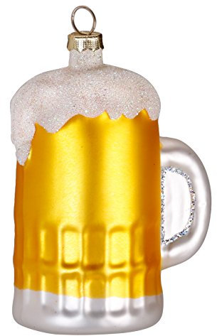 MAGIC Christbaumschmuck Weihnachtskugeln Figuren Glas mundgeblasen Weihnachtskugeln Weihnachtsschmuck Baumkugeln Baumschmuck Auswahl: Bierkrug gelb 9cm