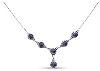 mantraroma Kette 925 Silber Edelstein Collier Silber Damen Sterling Silber Halskette Geschenk (MCO-003)