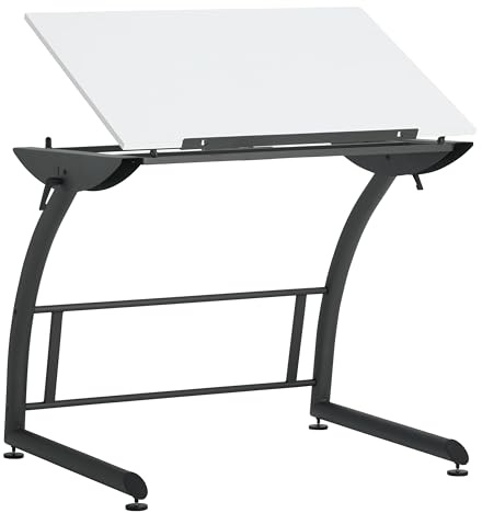 SD STUDIO DESIGNS Triflex - Mesa de dibujo, escritorio ajustable para computadora de oficina y hogar, 89.5 cm de ancho x 59.7 cm de profundidad, color negro carbón/blanco