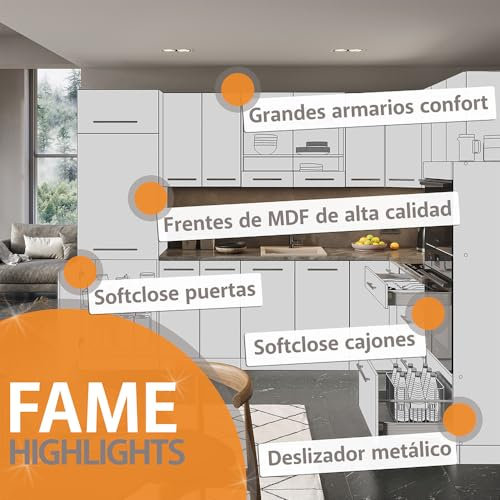 Vicco Armario Colgante Fame-Line, Blanco Alto Brillo/Blanco, 60 cm
