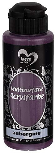 ideen mit herz Peinture Acrylique Multisurface | universelle pour différentes surfaces | couleur à peindre de bois, verre, polyester, céramique, porcelaine, plastique, cuir | 120 ml (aubergine)