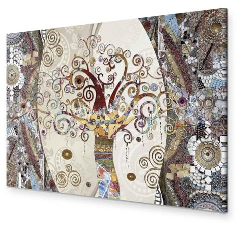 murando - Wanddeko 120x80 cm – Leinwandbild für Wohnzimmer und Schlafzimmer - Künstlerisch bunt Pflanzen Bäume Gustav Klimt abstrakt modern l-A-0004-b-b